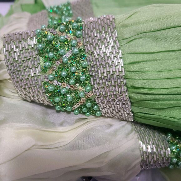 Sherri Hill Dress Womens 6 Green Silk Organza Sequin Strapless Gala Pageant Prom - Picture 7 of 7